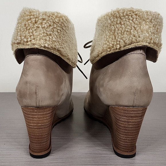 Caslon Gaby Faux Shearling Lace-Up Bootie, Sand Leather, Womens Size 11 M / 41 - Picture 5 of 11